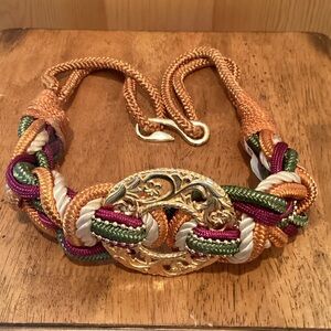 Vintage Braided Rope Belt w/ Brass Buckle
